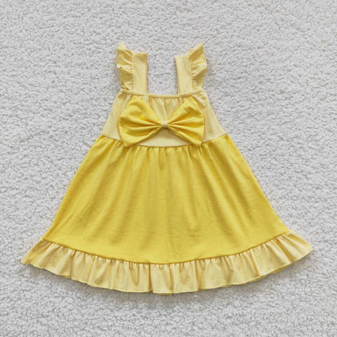 GSD0342 kids clothes girls yellow princess dress girl party dress