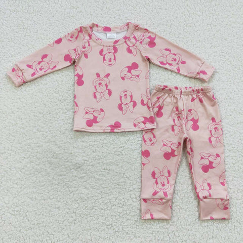 GLP0586 toddler girl clothes cartoon girl winter pajamas set