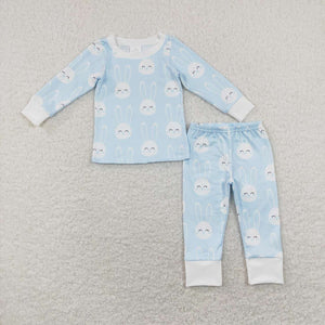 BLP0457  baby boy clothes blue rabbit boy winter pajamas outfit easter clothes