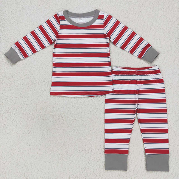 GLP0874 baby girl clothes girl stripe christmas pajamas set