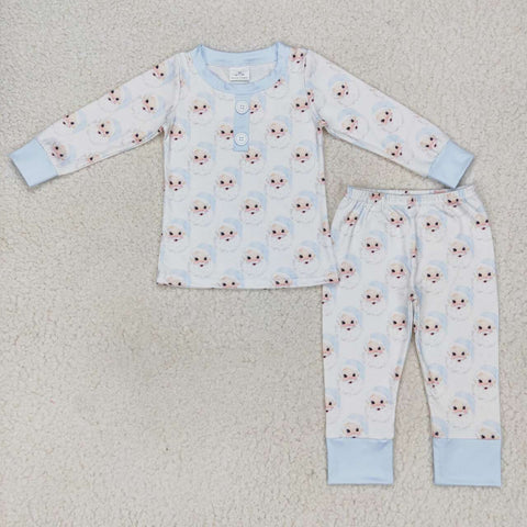 BLP0292 toddler boy clothes santa claus blue boy christmas pajamas set