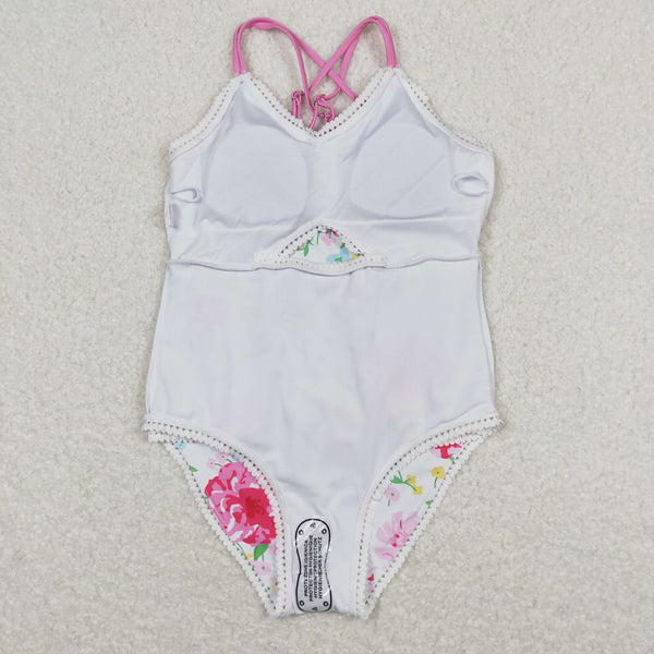 S0250 baby girl clothes pink floral girl summer swimsuit beath wear