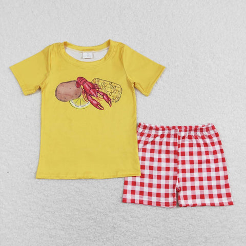 BSSO0438 baby boy clothes boy crawfish clothes food summer outfits