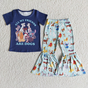 E7-18 baby girl clothes dog girl bell bottom set-promotion 2024.2.24