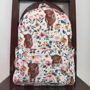 BA0007 toddler backpack flower girl gift back to school highland cow farm preschool bag