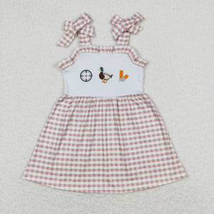 GSD0817 RTS baby girl clothes embroidery duck hunting girl summer dress toddler summer clothes
