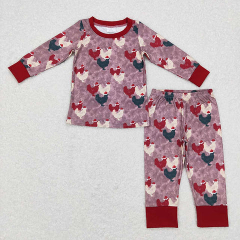 BLP0374 baby boy clothes chicken christmas outfit boy christmas pajamas set