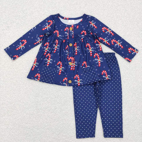 GLP0992 toddler girl clothes navy pocket girl christmas outfit