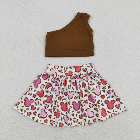 GSD0874 RTS baby girl clothes cartoon mouse toddler girl summer outfit skirt set
