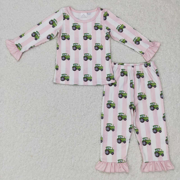 GLP0776 toddler girl clothes tractor girl pajamas set 1