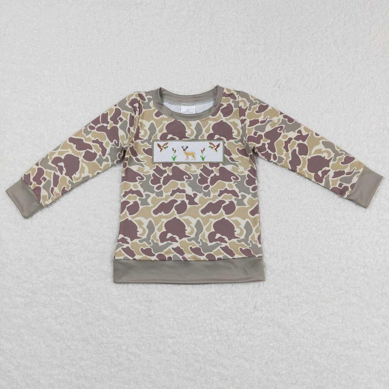 BT0378 kids clothes boys camouflage embroidery mallard hunting boy winter top