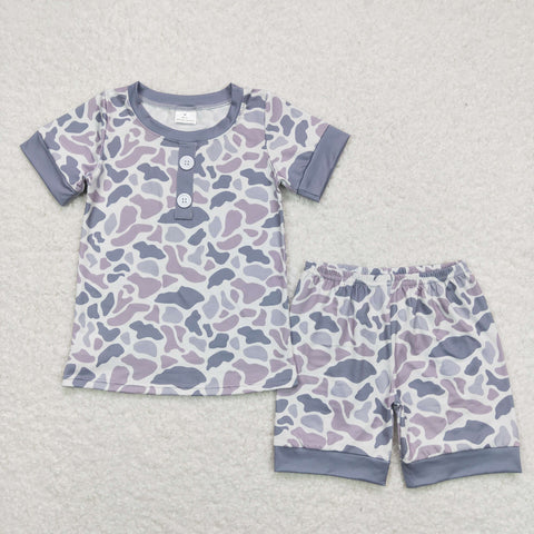 BSSO0605 3-6M to 7-8T baby boy clothes gray camo camouflage toddler boy summer outfit summer pajamas set