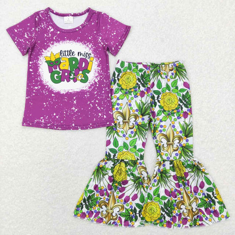 GSPO1171 toddler girl clothes toddler mardi gras bell bottom outfit