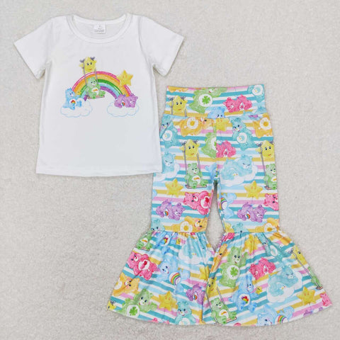 GSPO1189 baby girl clothes spring fall clothes rainbow star bear bell bottoms outfits