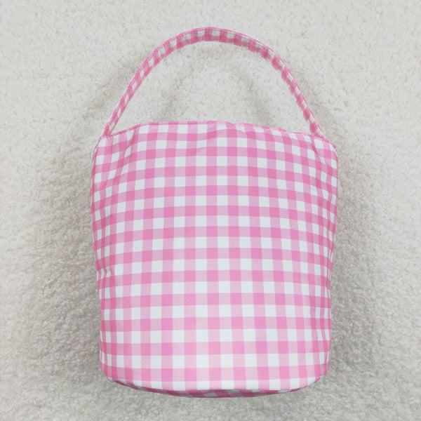 BA0160 bunny bag pink plaid easter bag basket