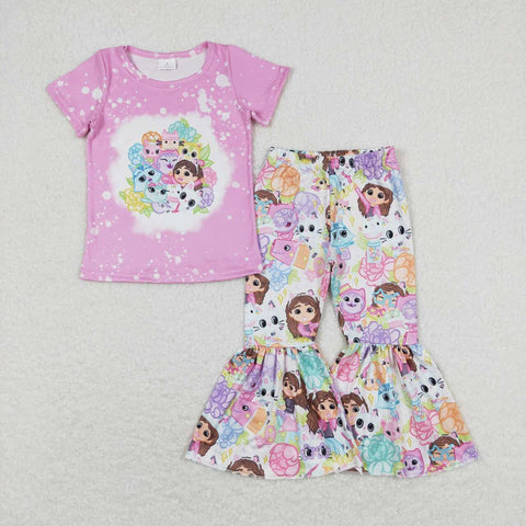 GSPO1372 RTS baby girl clothes cartoon girls bell bottoms outfit
