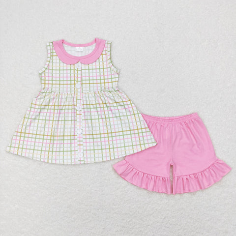 GSSO0416 baby girl clothes girl summer shorts set girl easter outfit sleeveless set