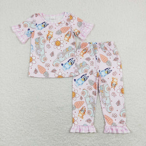 GSPO1278 baby girl clothes  cartoon dog carrots print girl easter outfit