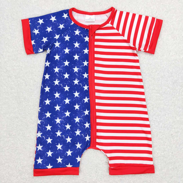 SR0673 baby boy clothes 4th of July patriotic summer romper