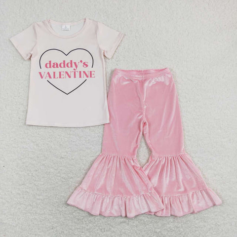 GSPO1397 Baby girl clothes daddy's valentine set girl valentines day clothes toddler valentines day outfit father's day clothes