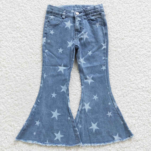 P0108 toddler girl clothes star girl bell bottom pant girl jeans denim pant