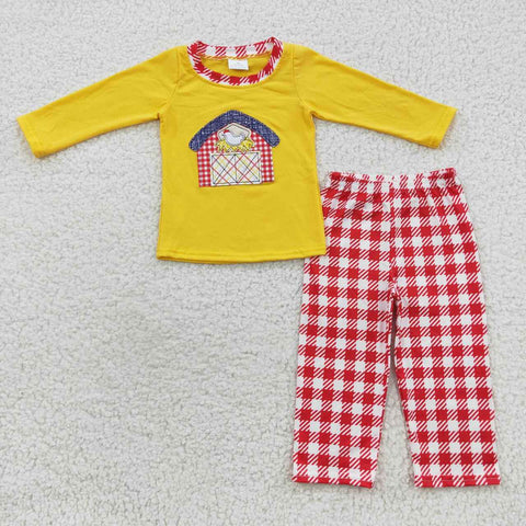 BLP0198 toddler boy clothes farm embroidery boy winter outfit