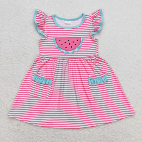 GSD0964 RTS toddler clothes embroidery watermelon baby girl summer dress