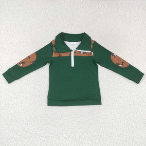 BT0280 baby boy clothes mallard green zipper shirt