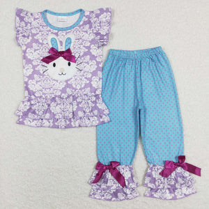 A0-1 baby girl clothes girl easter outfit bunny rabbie purple baby easter clothing set-promotion 2024.1.27