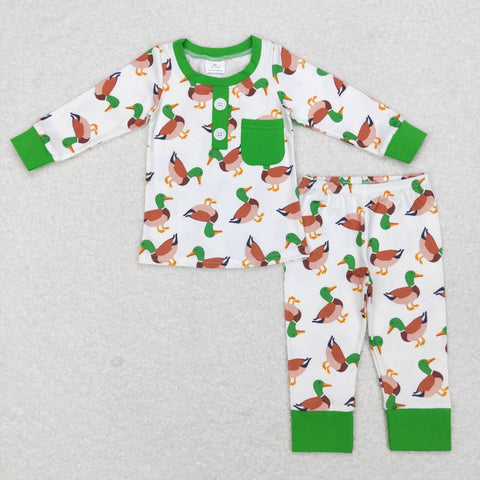BLP0419 baby boy clothes mallard duck boy winter pajamas set