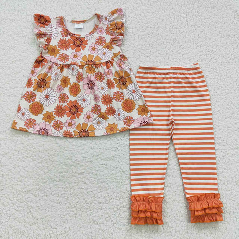 GSPO0674 toddler girl clothes floral girl fall outfit spring set