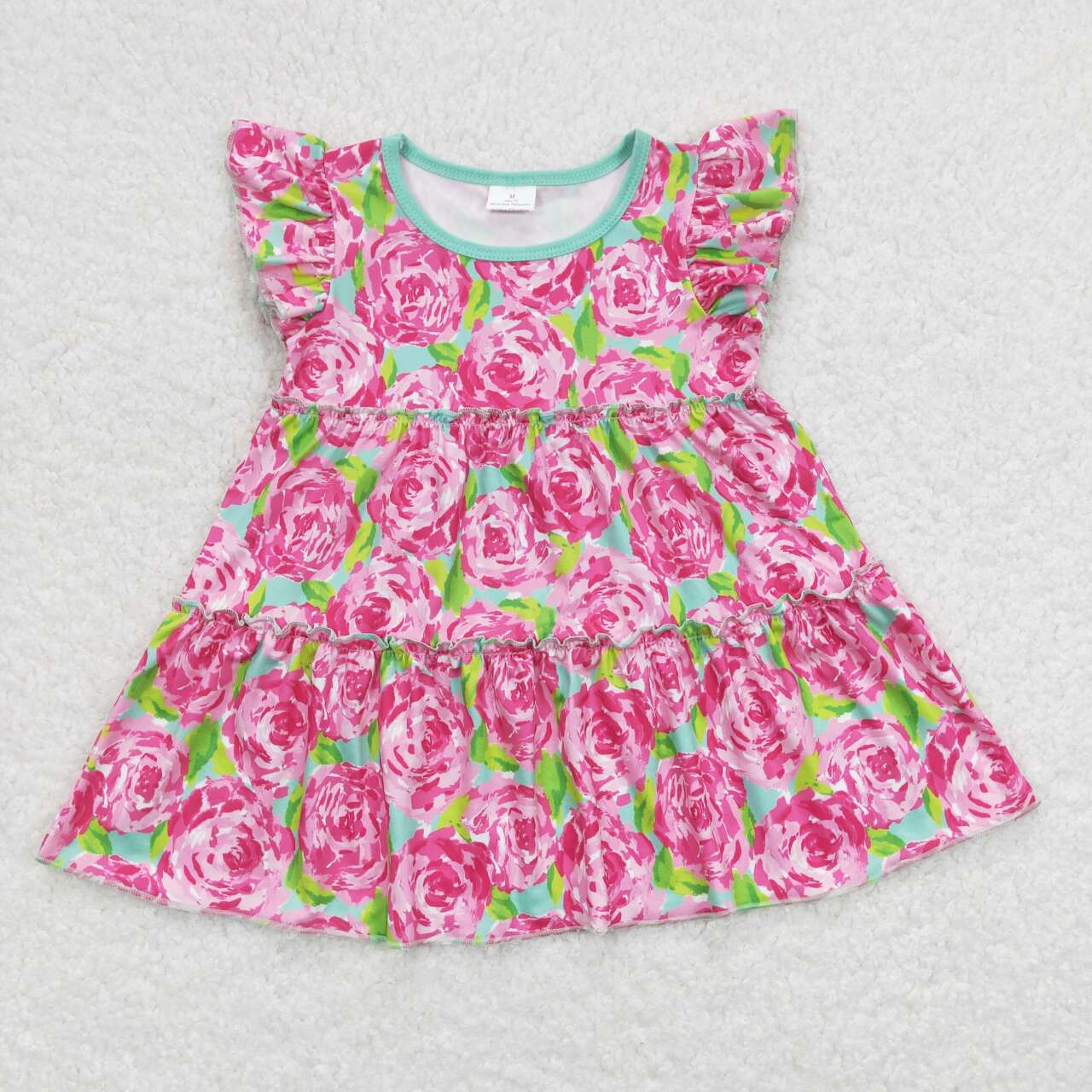 GT0475 baby girl clothes floral rose pink flower girl summer top