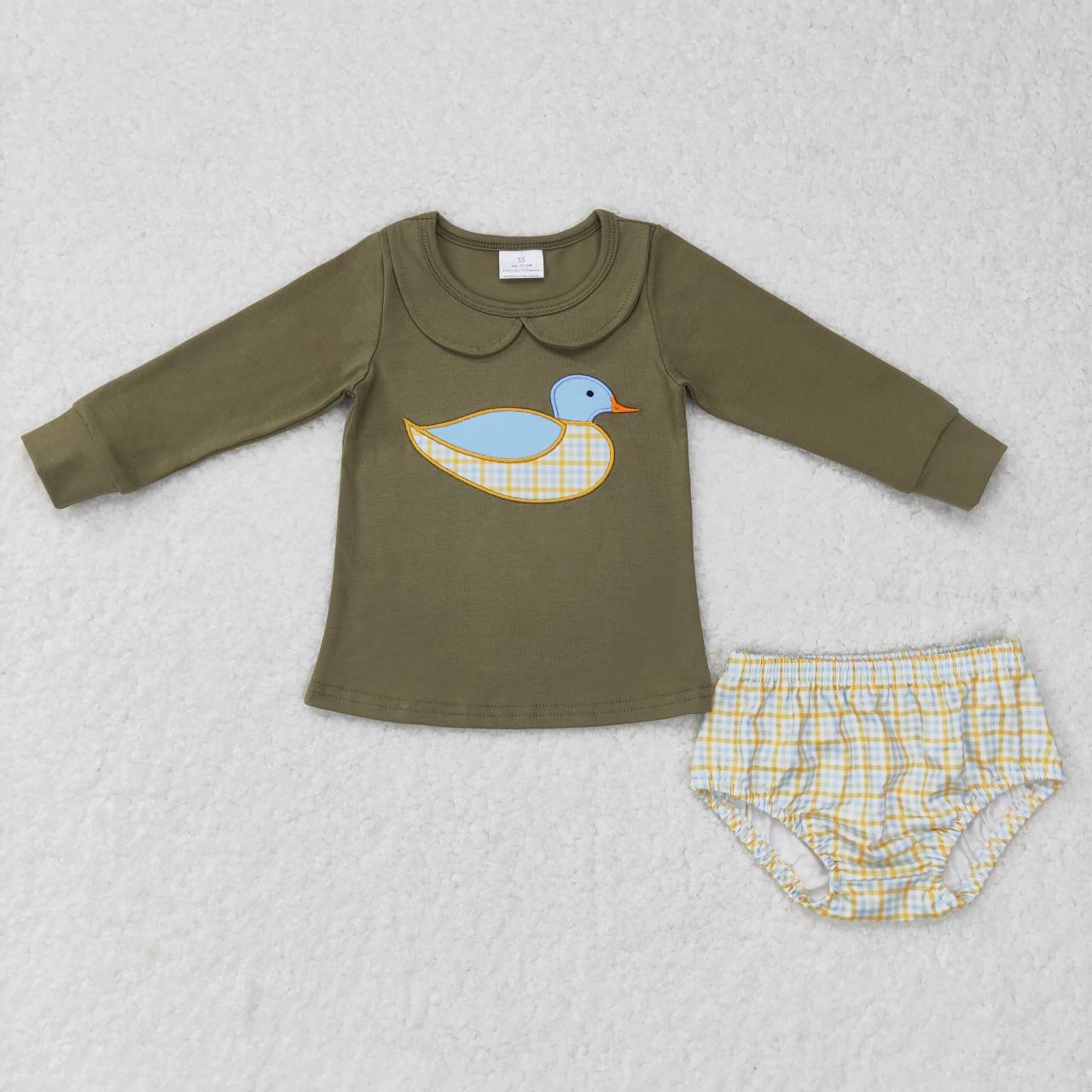 GBO0186 baby girl clothes mallard duck embroidery hunting country girl bummies set