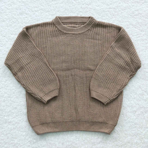 GT0229 toddler girl clothes brown knit sweater top