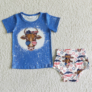 GBO0034 kids clothing july 4th star bummies short sleeve set-promotion 2024.5.3 $5.5