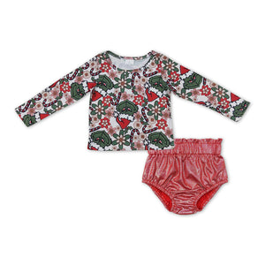GBO0205 baby clothes christmas bummies set girl christmas outfit