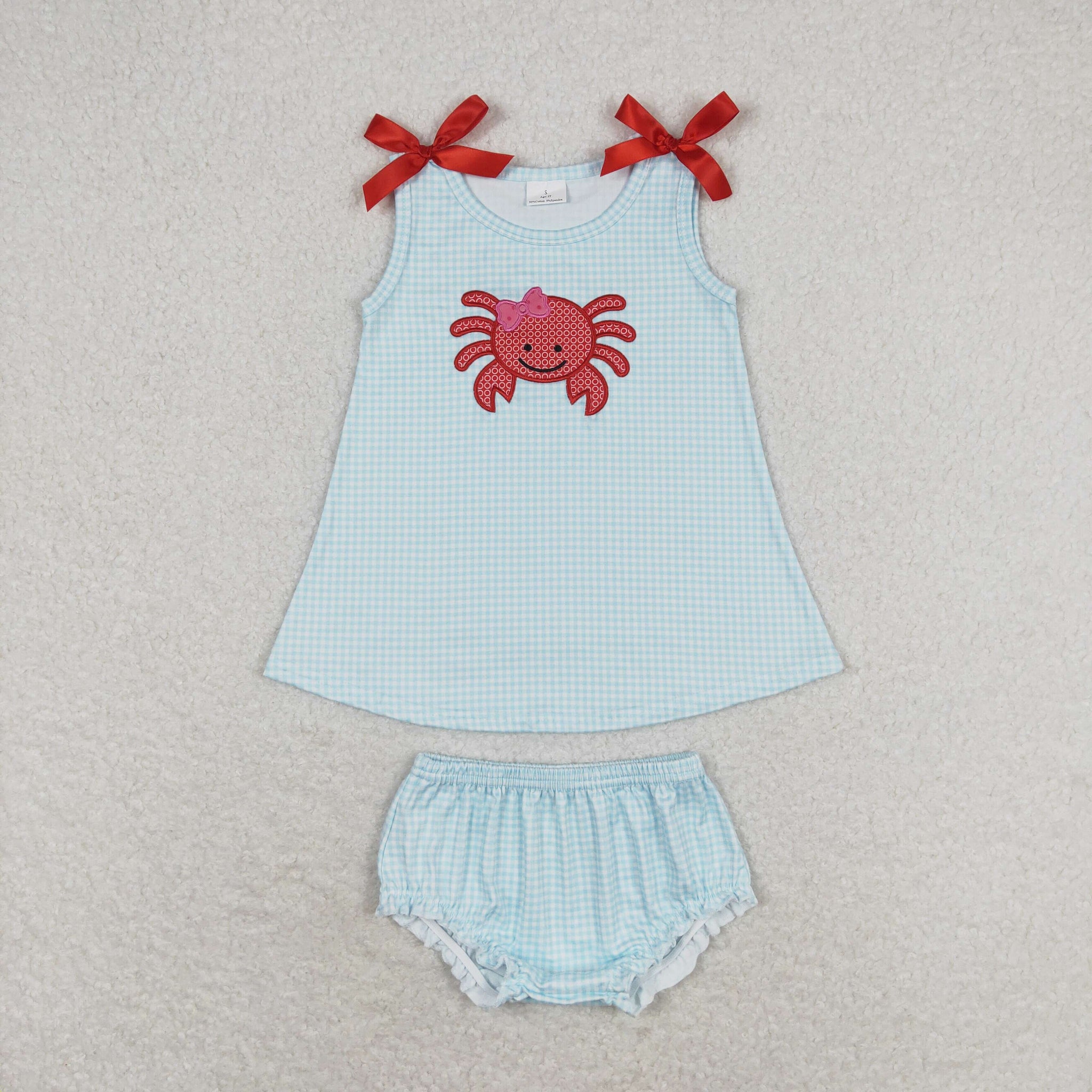 GBO0267 RTS baby girl clothes crab girl summer bummies sets£¨embroidery£©