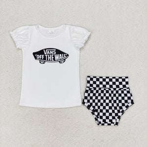GBO0284 RTS baby girl clothes skateboard plaid girl summer bummies sets £¨print£©