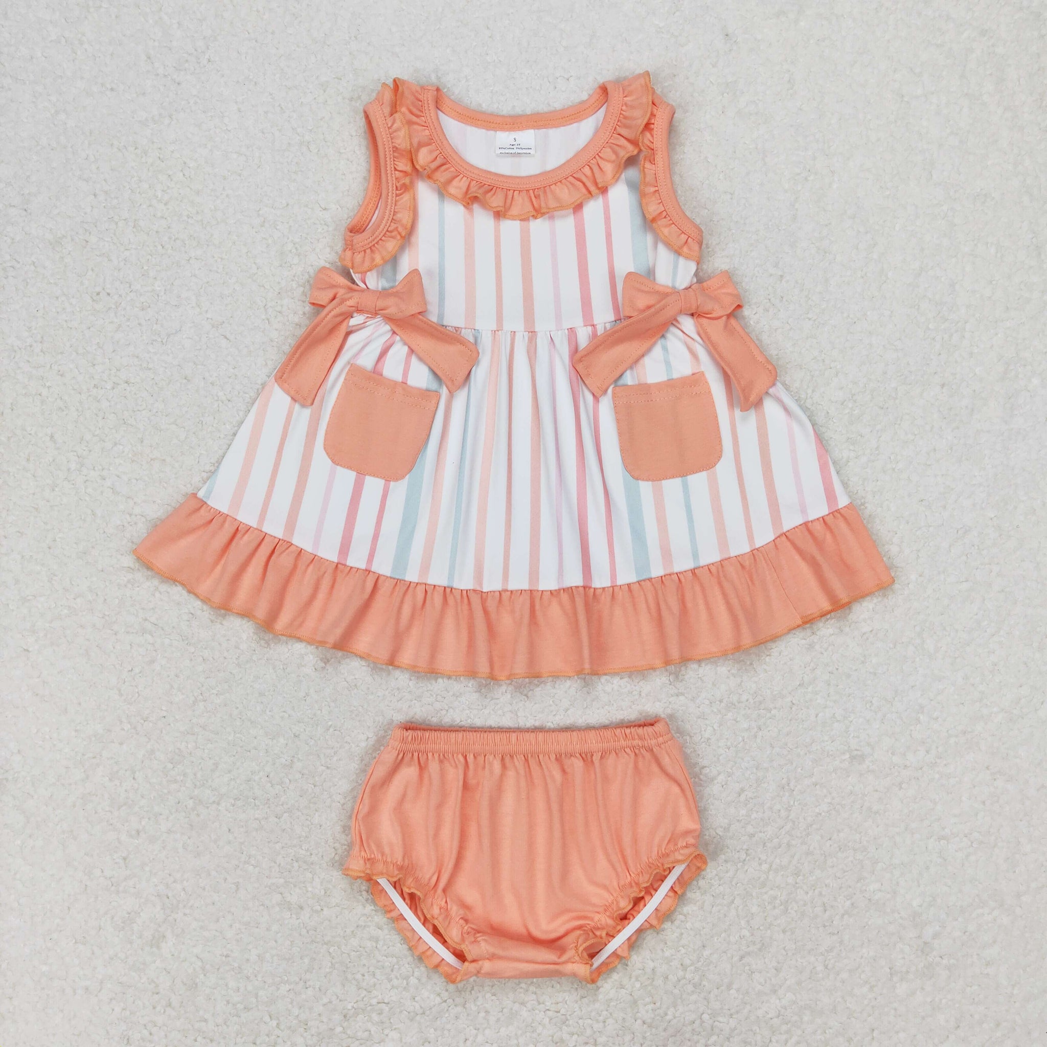 GBO0293 RTS baby girl clothes orange floral toddler girl summer bummies set