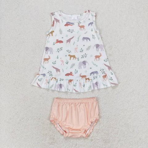 GBO0372 RTS baby girl clothes animal girl summer bummies sets