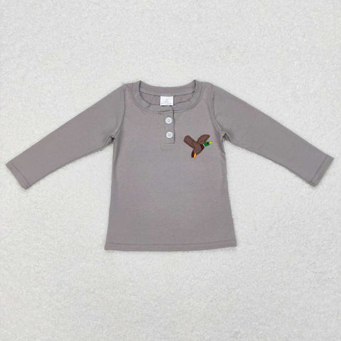 GT0353 kids clothes boys mallard embroidery cotton shirt boy winter top 1
