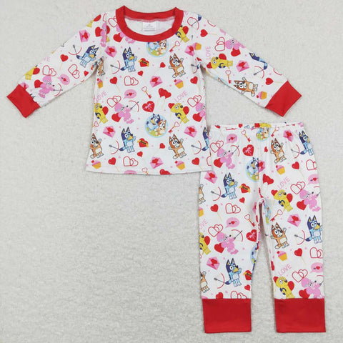 GLP1143 baby girl clothes cartoon dog girl valentines day pajamas outfit