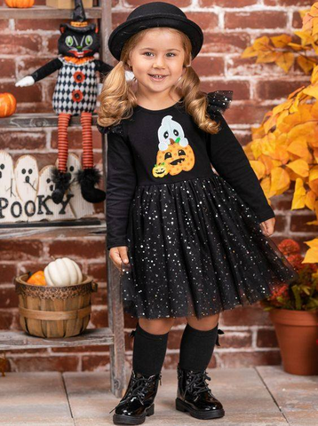 GLD0224 toddler girl clothes tulle black girl halloween dress