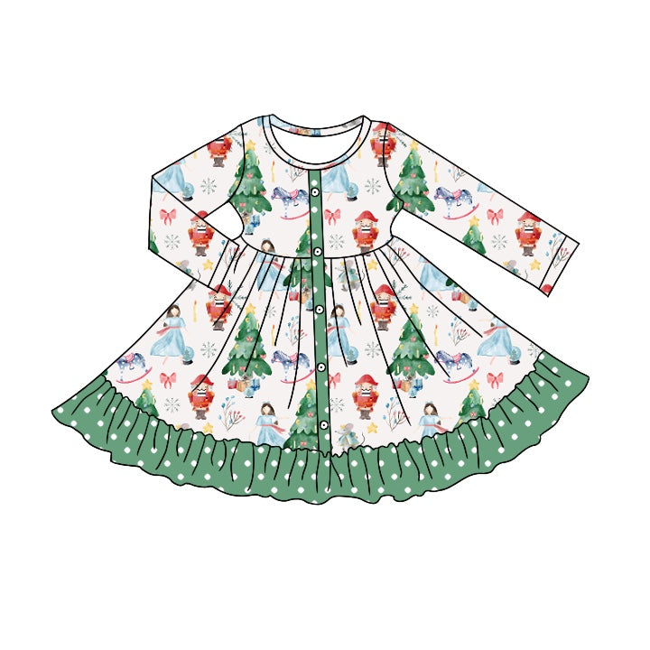 GLD0373 pre-order baby girl clothes floral winter dress