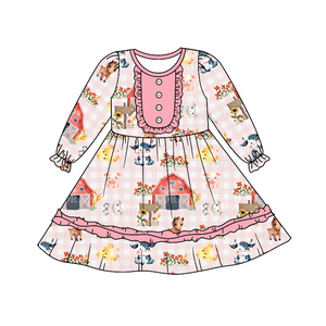 GLD0381 pre-order baby girl clothes farm girl winter dress