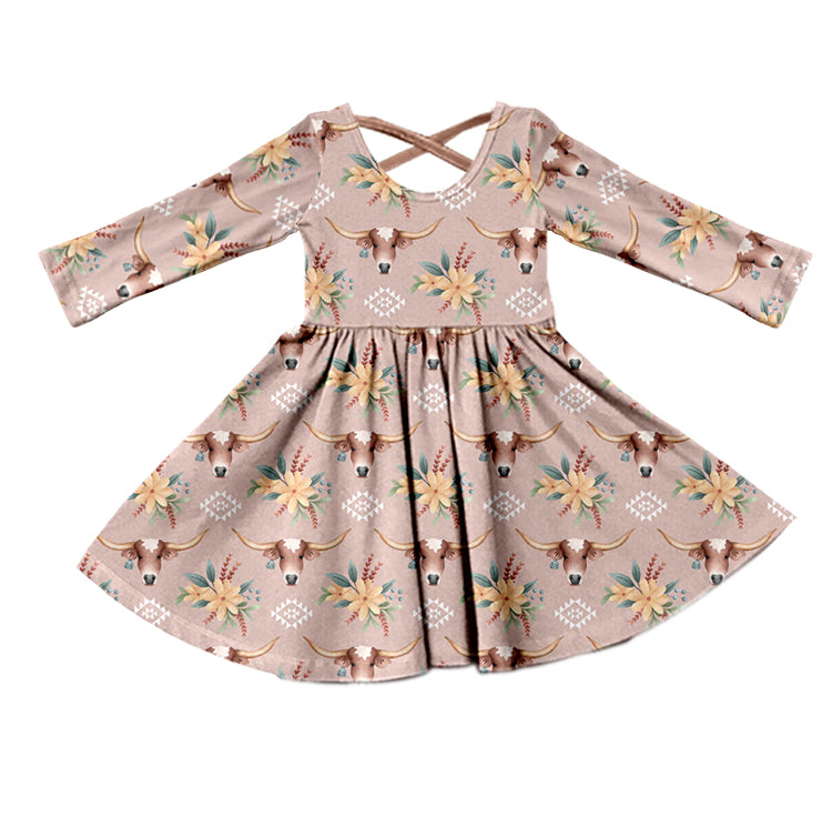 GLD0418 pre-order baby girl clothes floral girl winter dress