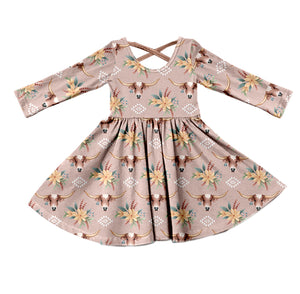GLD0418 pre-order baby girl clothes floral girl winter dress