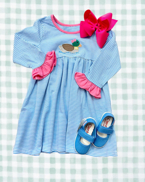 GLD0426 toddler girl dresses duck hunting mallard embroidery  girl winter dress
