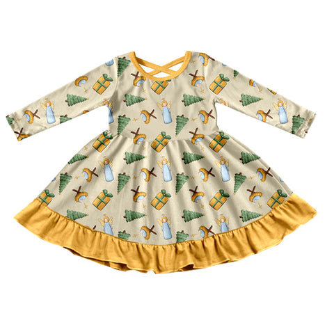 GLD0438 pre-order toddler girl clothes jesus nativity girl winter dress