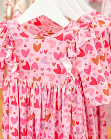 GLD0460 toddler girl clothes heart girl valentines day dress 1